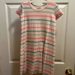 Pink striped dress girl size 9